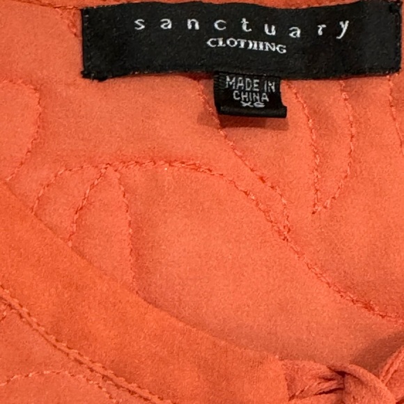 Sanctuary Tangerine Quilt Yoke Long Sleeve Top Size XS - Picture 4 of 5